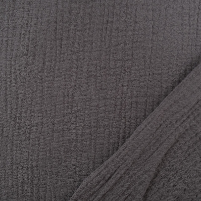 Double Gaze Unie Gris Foncé - Maison Klem